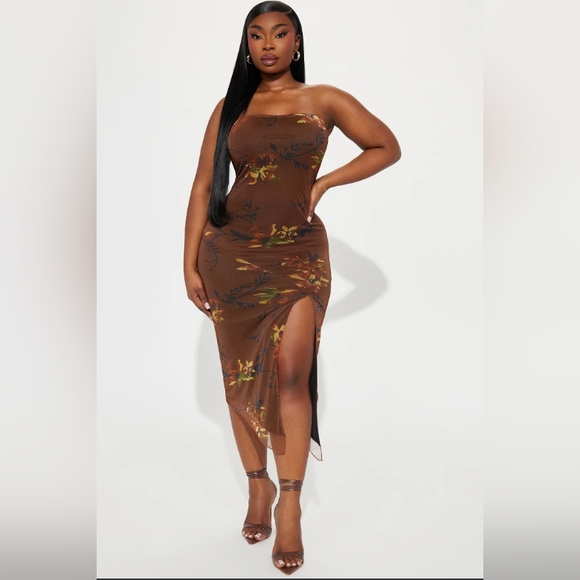 🔥 NWT Fashion Nova Strapless Amelia Mesh Midi Dress Women's Size 2X - Picture 9 of 11